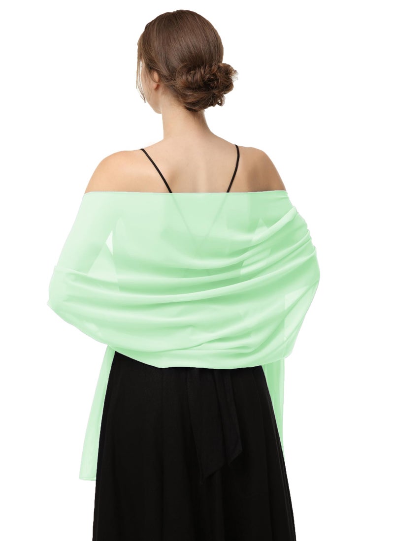 Baoqiya Women's Shawls and Wraps for Evening Dress Chiffon Shawl Soft Elegant Silky Pashmina Wedding Bridal Scarf(Mint, 79"Ã—19") - Image 1